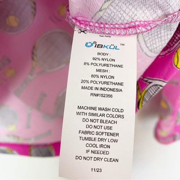 Ibkul Long Sleeve Zip Mock Neck Venus Hot Pink Tennis Racket Print - Picture 5 of 5